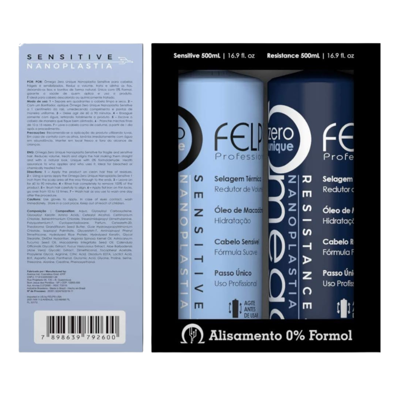FELPS PROFESSIONAL Omega Zero Unique Kit Progressive Resistance and Sensitive 2x500ml - 16.9 oz