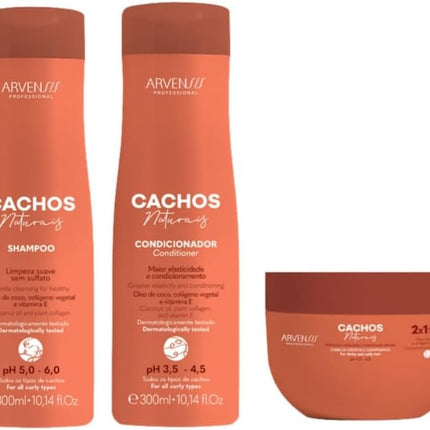 Arvensis Natural Curls Kit Shampoo 300ml, Conditioner 300ml and Mask 2x1 250g