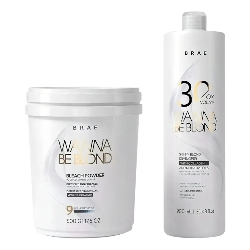 Brae Wanna Be Blond Bleach Powder 500g/17.6 oz and OX Vol 900ml/30.43 fl.oz.