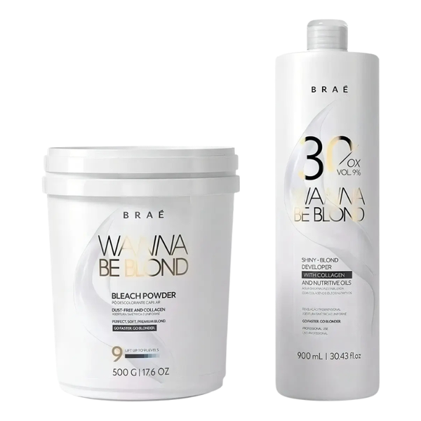 Brae Wanna Be Blond Bleach Powder 500g/17.6 oz and OX Vol 900ml/30.43 fl.oz.