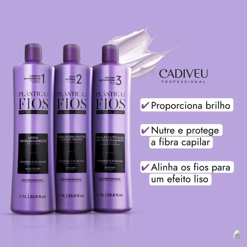 CADIVEU PROFESSIONAL Hair Straightening Kit 3 x 1L – 33.8 fl. oz