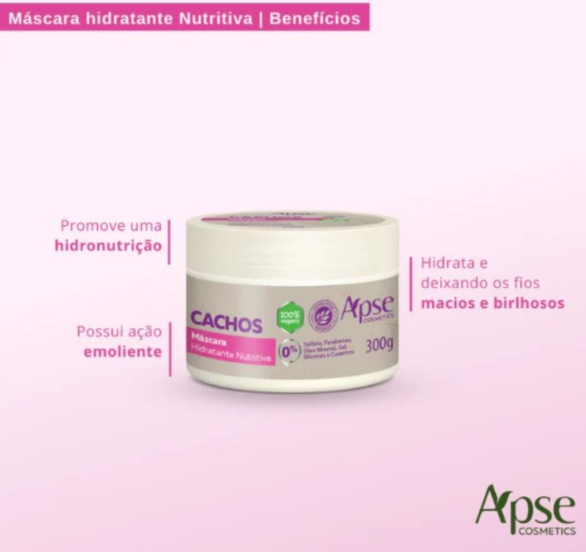 Apice Cachos Vegan Moisturizing Nourishing Curl Mask 300g Apse