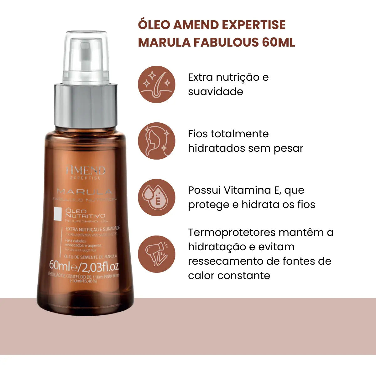 Óleo Amend Nutritivo Marula Fabulous Nutrition 60ml