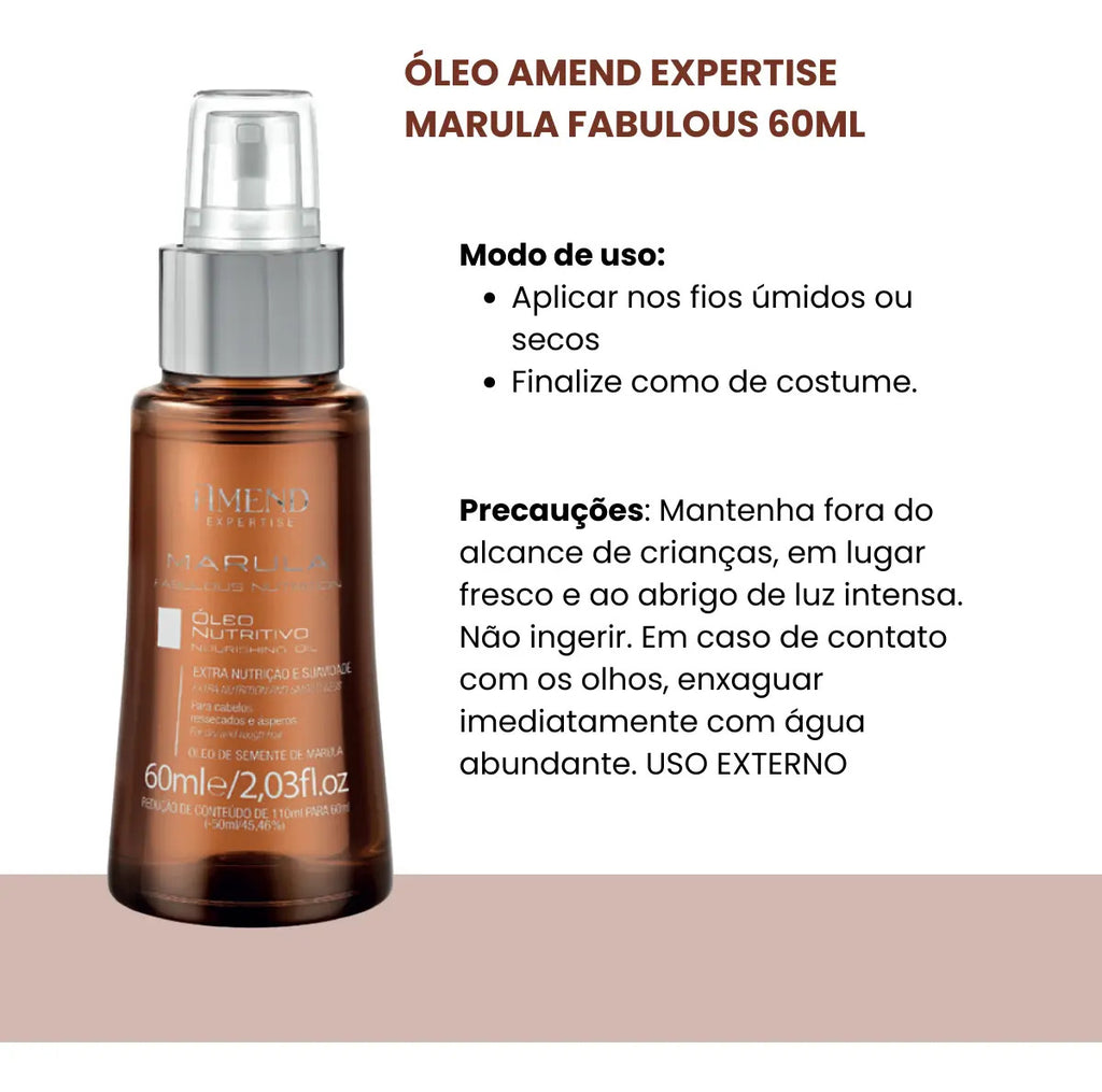 Óleo Amend Nutritivo Marula Fabulous Nutrition 60ml