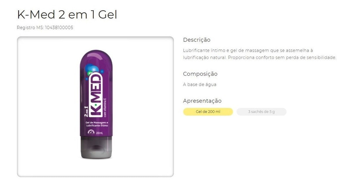 K-Med 2-in-1 Intimate Lubricant Gel - 203g Bottle