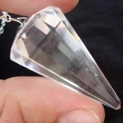 Faceted Quartz Crystal Stone Pendulum for Radiesthesia