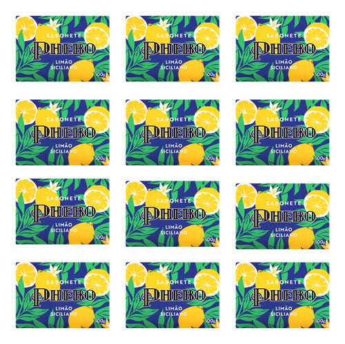 Phebo Sicilian Lemon Glycerin Soap Bar 100g, Kit of 12