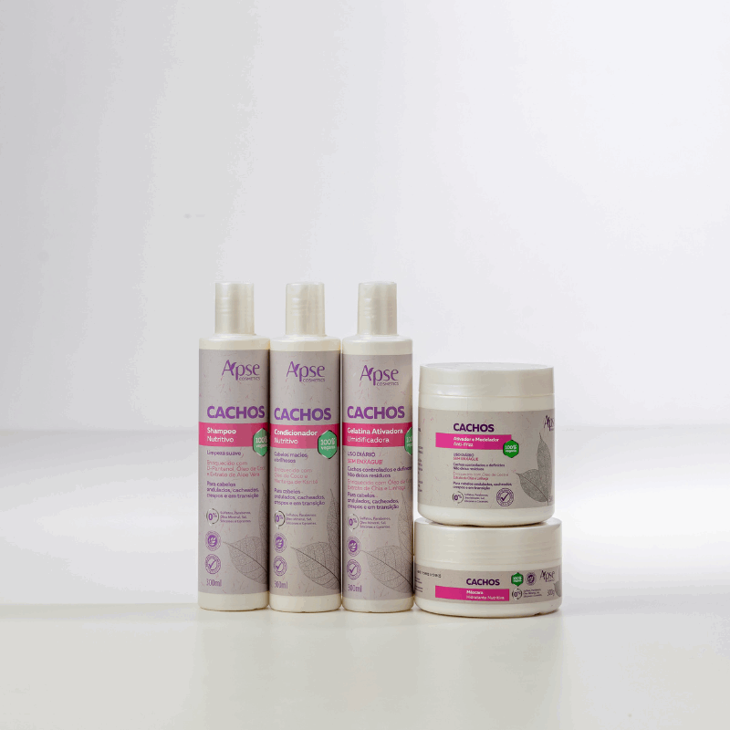 APSE Cachos Kit Shampoo, Conditioner, Gelatin, Mask and Activator 5 Steps