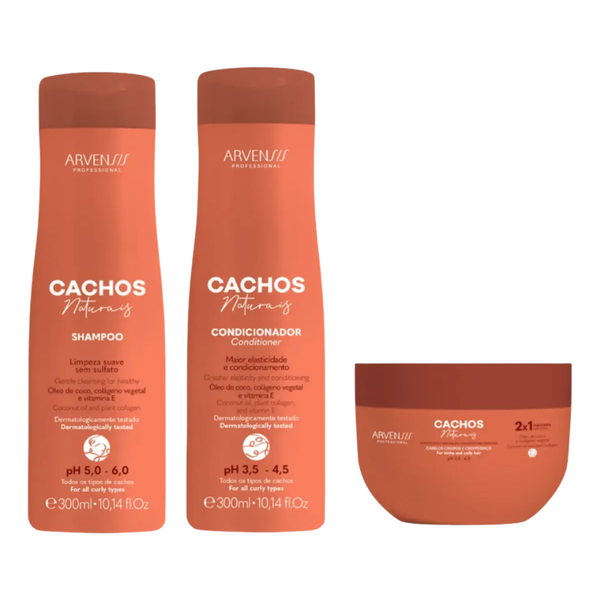 Arvensis Natural Curls Kit Shampoo 300ml, Conditioner 300ml and Mask 2x1 250g
