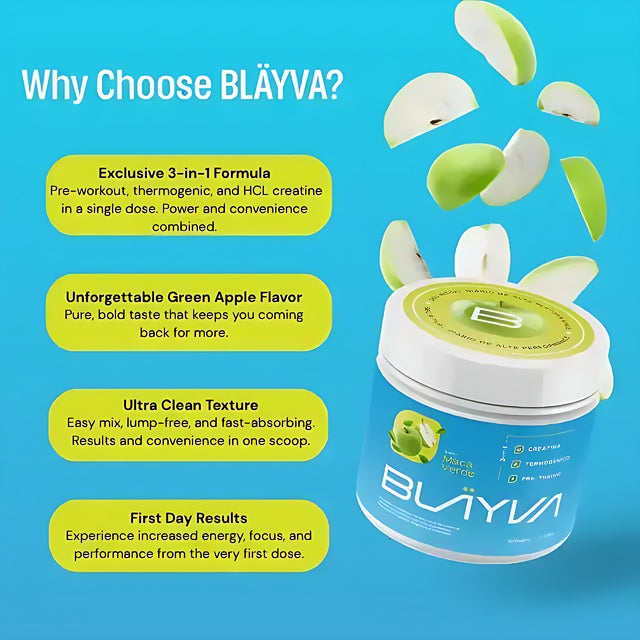 Bläyva Trio Pack – 3 Months of 3-in-1 Performance Powder – Creatine, Pre-Workout & Thermogenic – 3 x 13.76 oz (3 x 390 g) – 90 Doses
