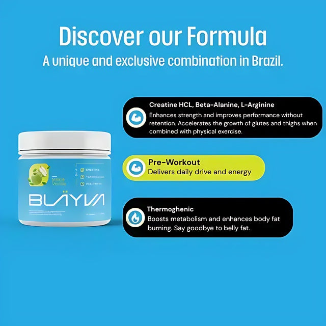 Bläyva Trio Pack – 3 Months of 3-in-1 Performance Powder – Creatine, Pre-Workout & Thermogenic – 3 x 13.76 oz (3 x 390 g) – 90 Doses
