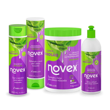 Novex Super Babosão Kit Shampoo, Conditioner, Moisturizing Mask and Hair Cream